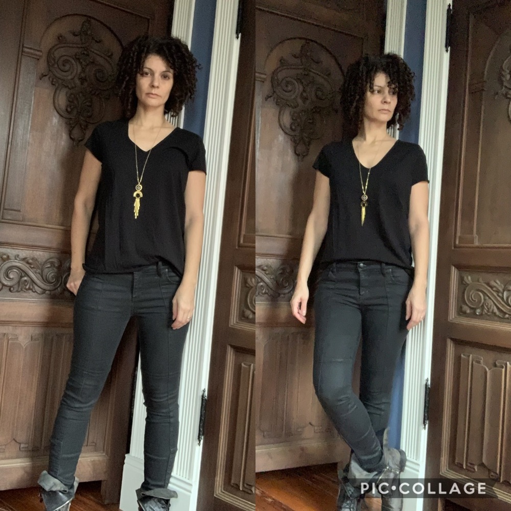 Free People Jillian Seamed Black Coated Skinny 27